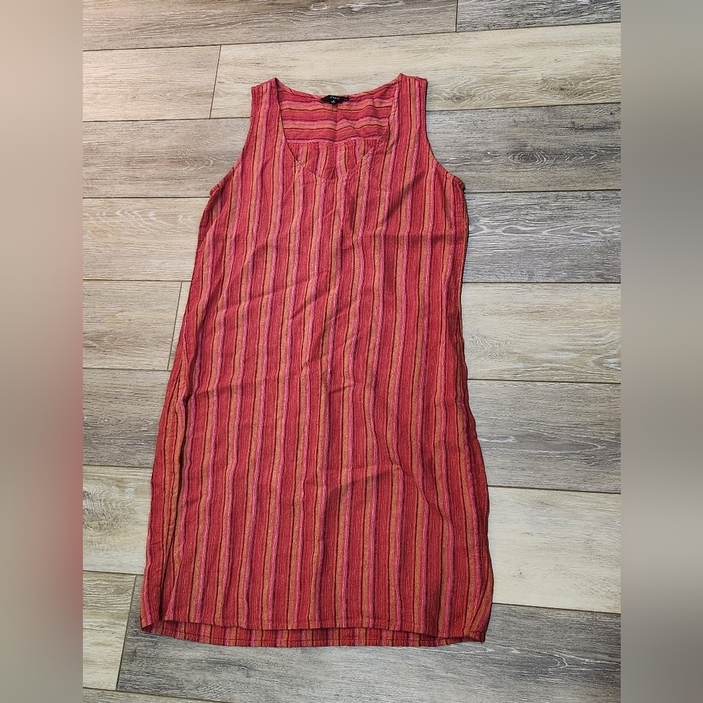 Anthropologie Drew Red Striped Linen Blend Sleeveless Sheath Dress Size Small